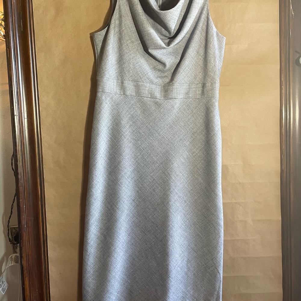 Banana Republic Silver Sheath Midi Dress Cowl Neck Sleeveless